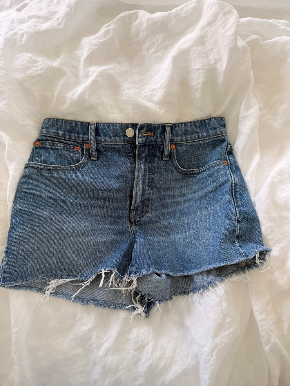 Madewell Blue Distressed Denim Cutoff Shorts